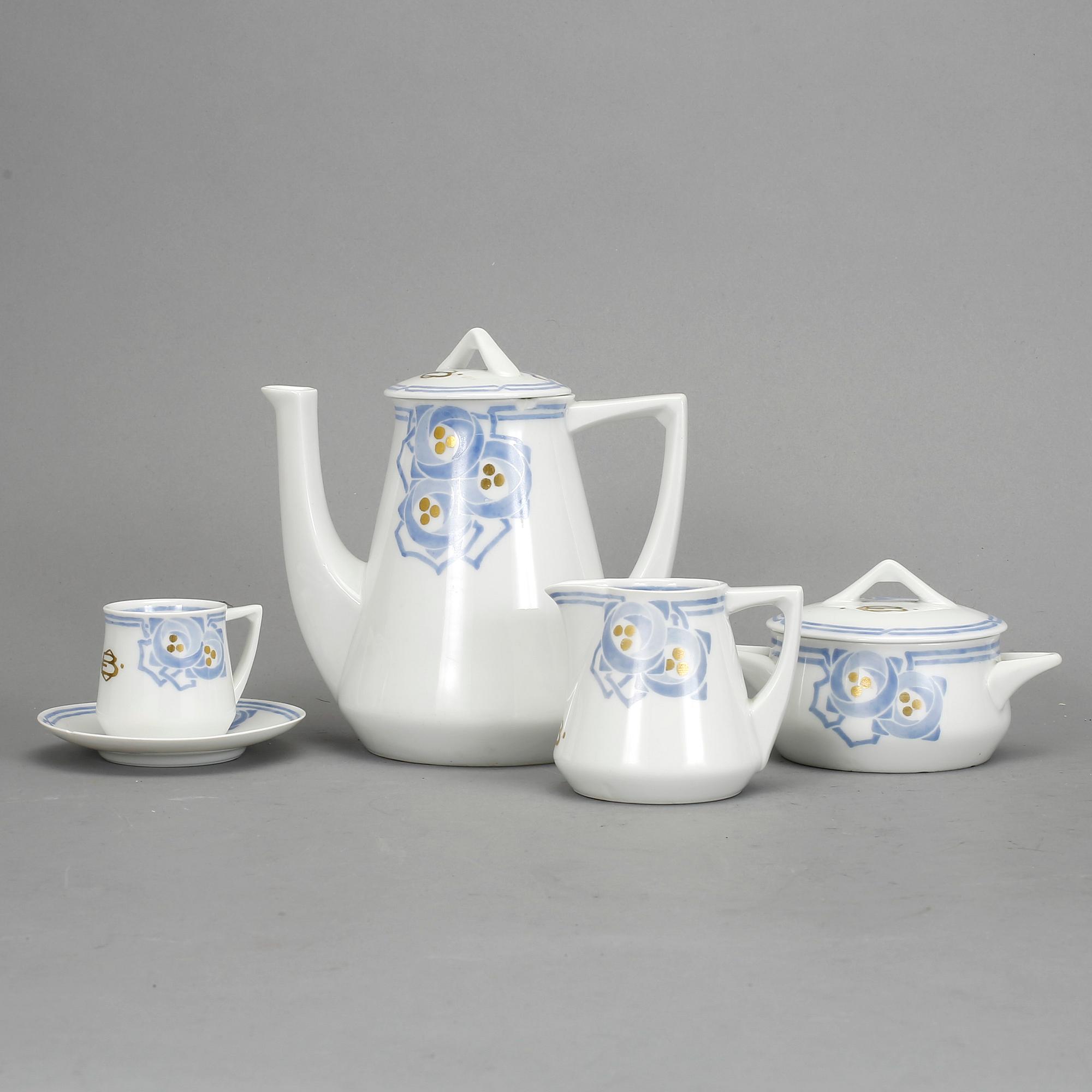 KAFFESERVIS, 13 delar, "Botticelli", Hans Günther Reinstein, Rosenthal & Co, Darmstadt. Bär datering 1907.