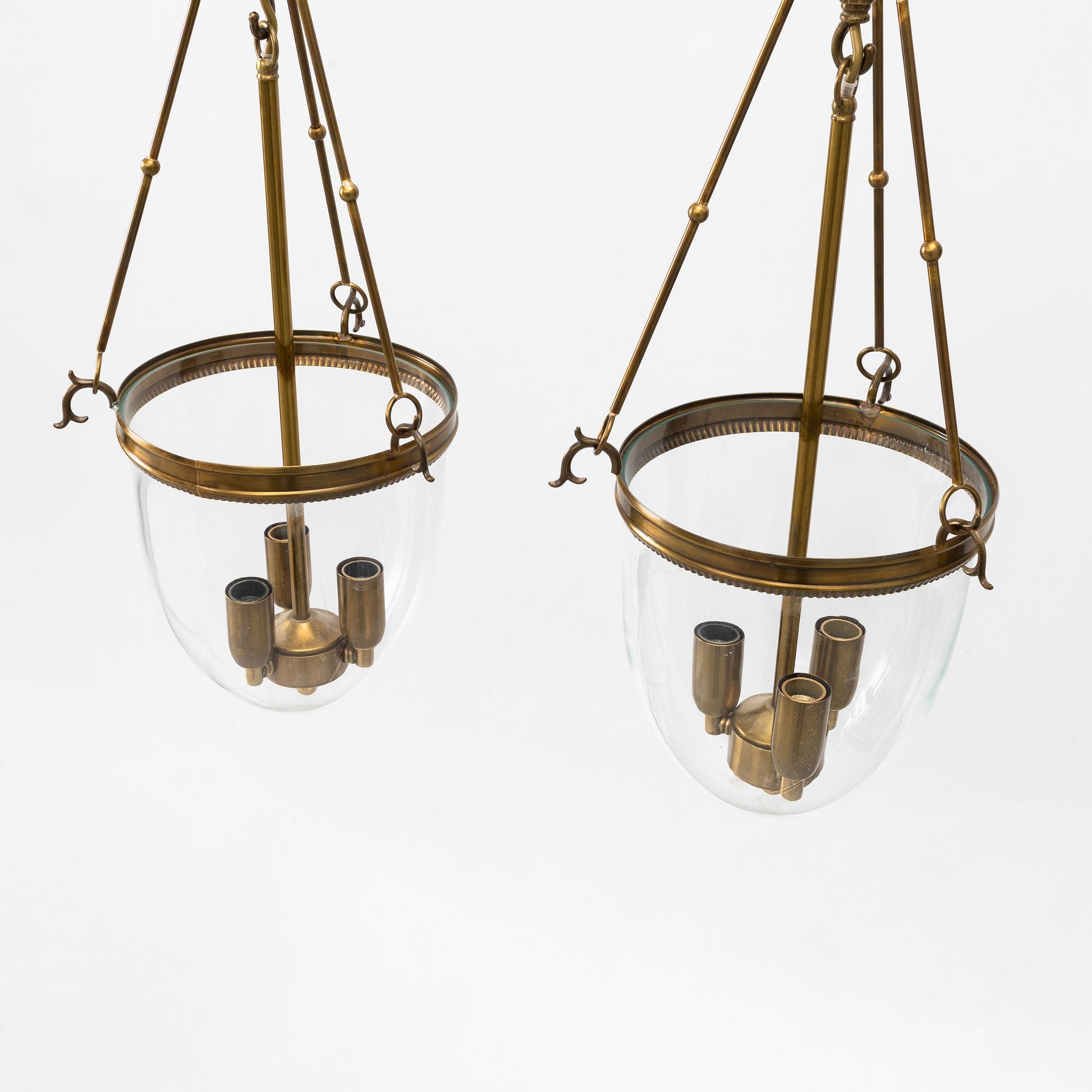 Ceiling lamps, a pair, second half of the 20th century.