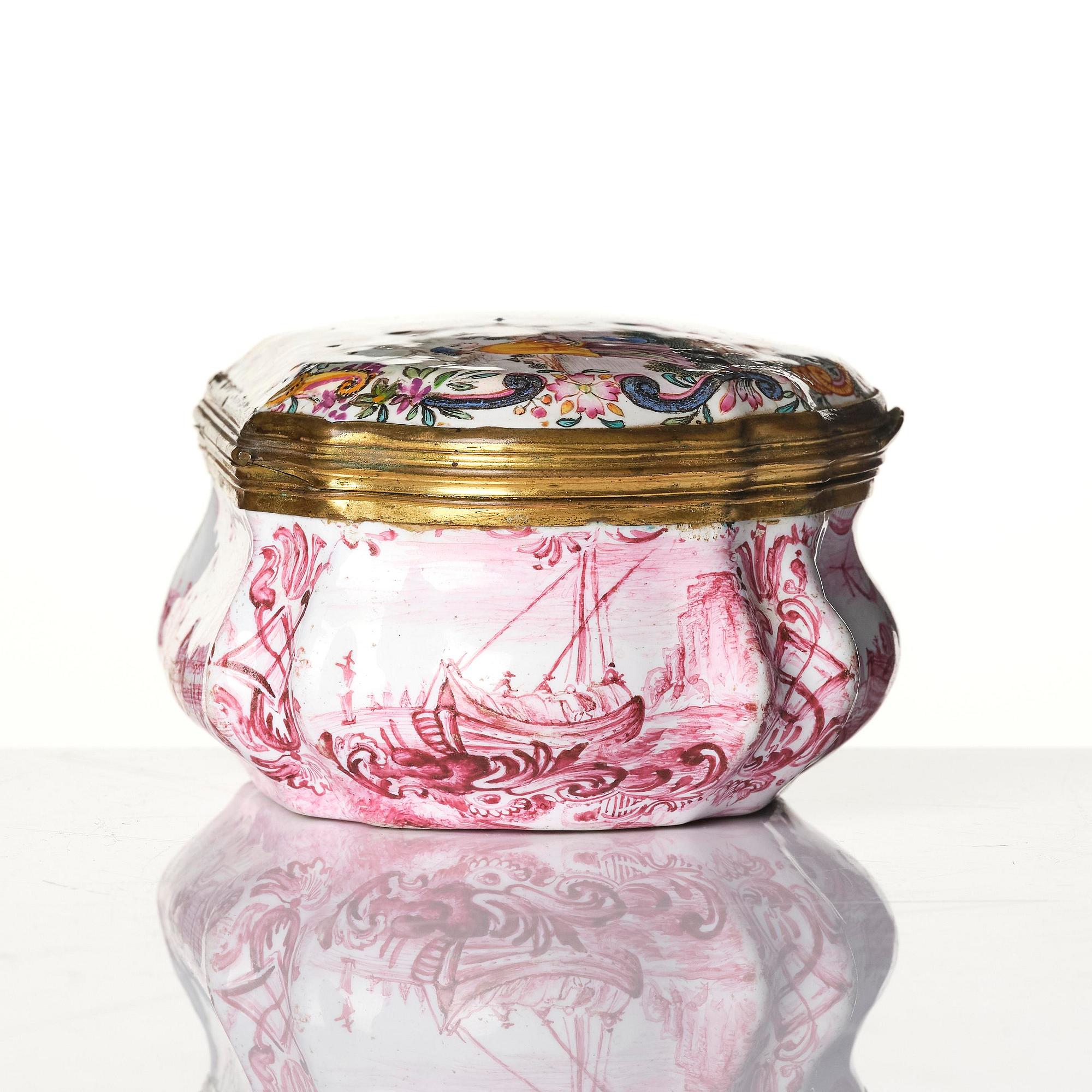 An enamel box with cover, Qing dynasty, 18th century.