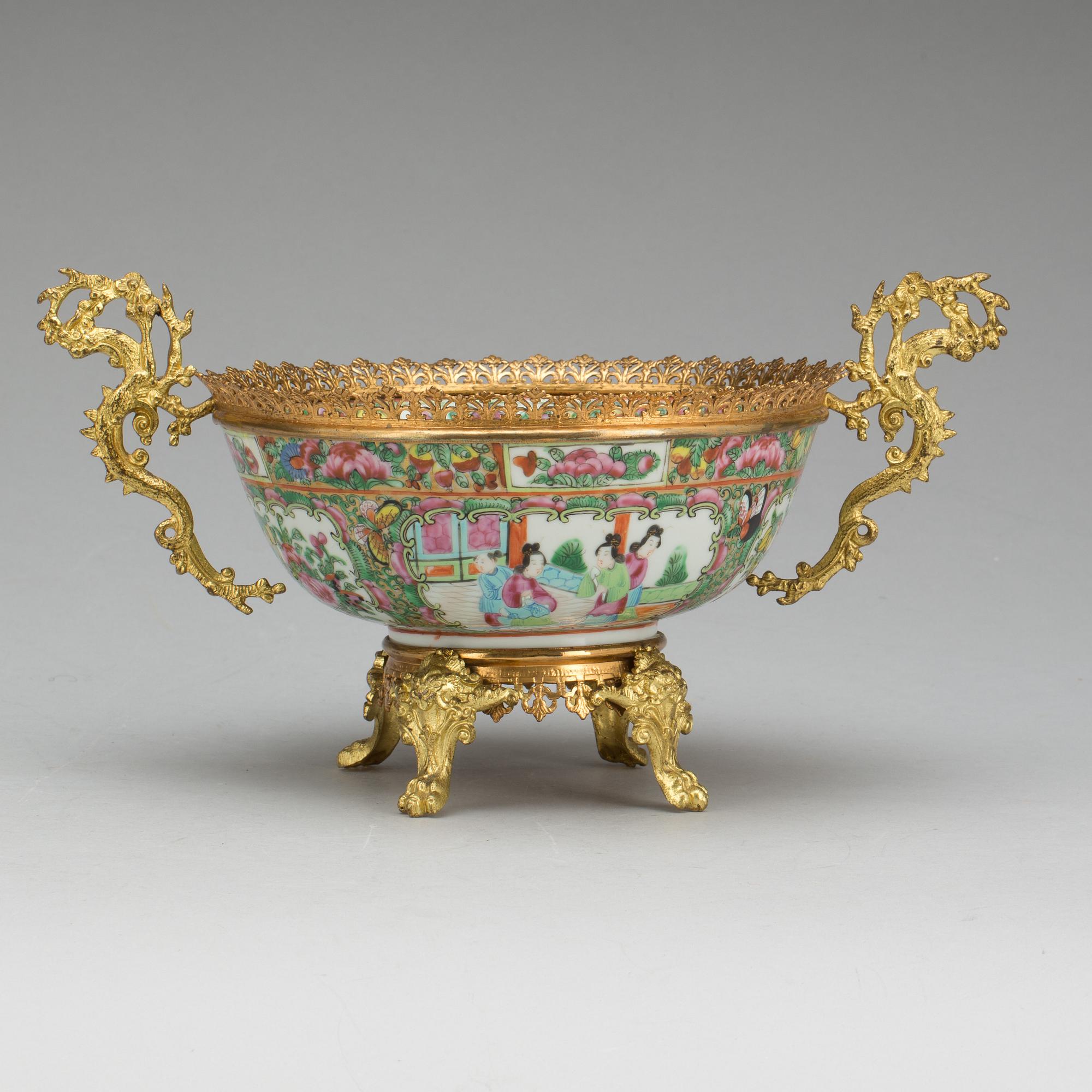 SKÅL, porslin, Kanton, 1800-tal.