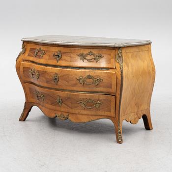 A Rococo parquetry commode, attributed to J. F. Salborg (master in Stockholm 1757-95).