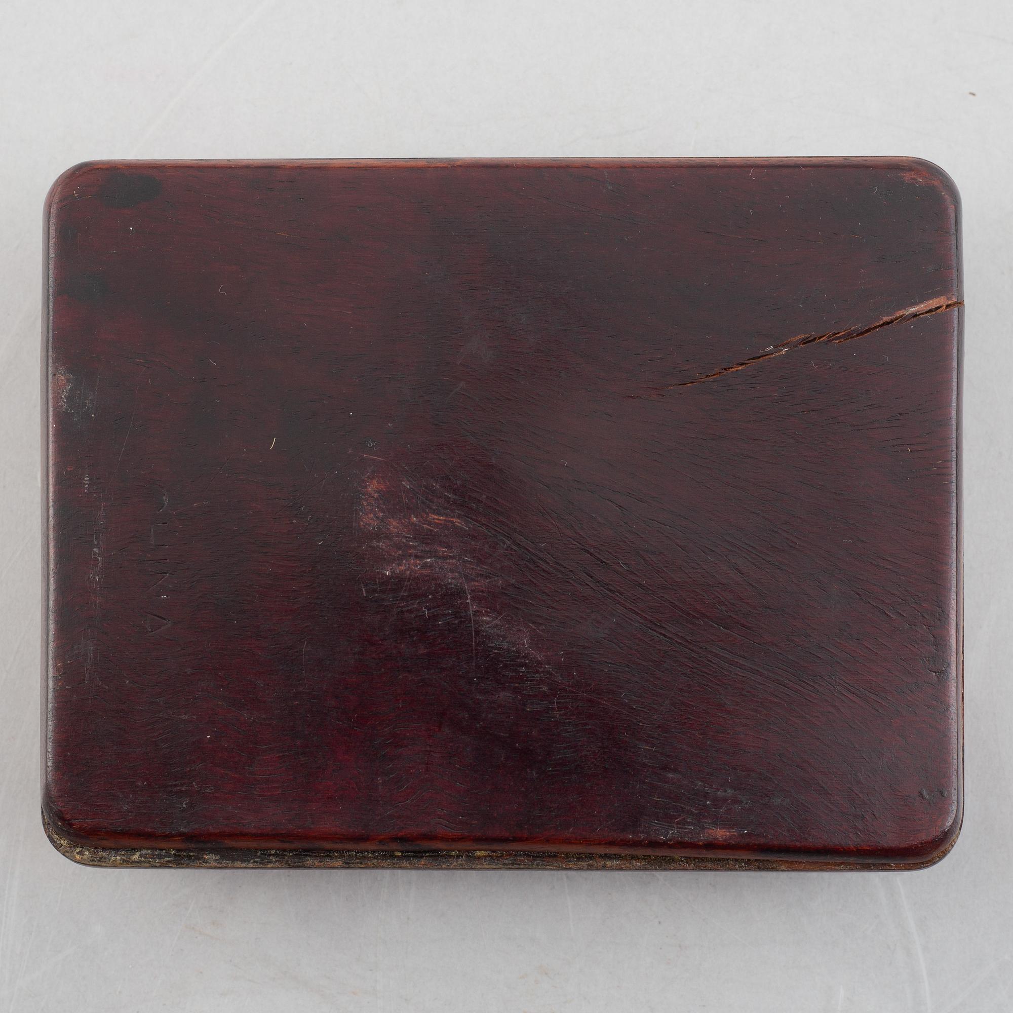 Two Chinese hardwood boxes with nephrite plaques, 20th century.