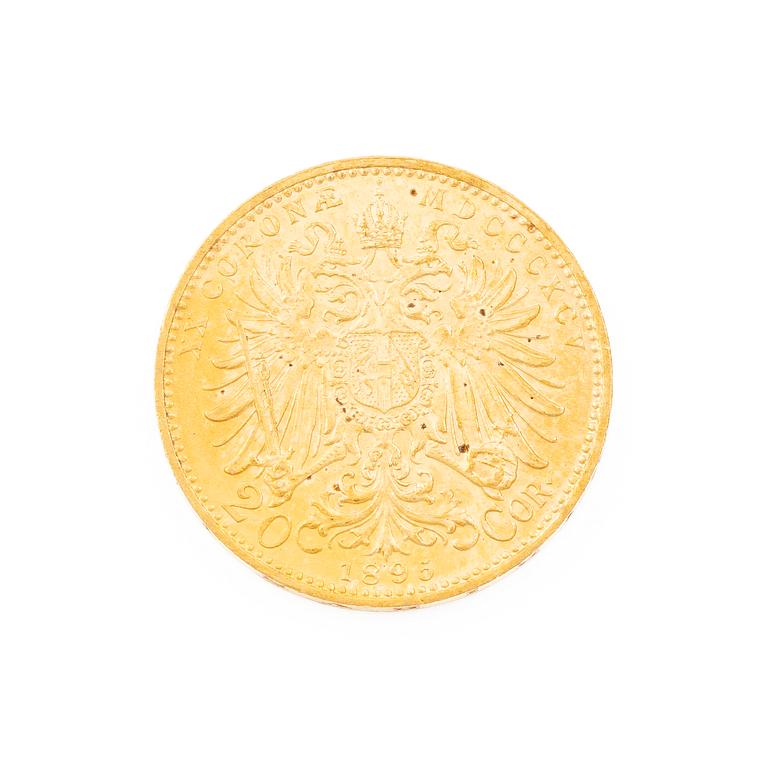 Guldmynt, Österrike-Ungern, 20 Corona, 1895.