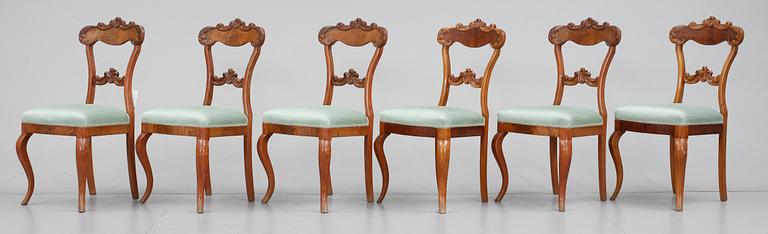 STOLAR, 6 st, senempire/nyrokoko, 1800-talets mitt.