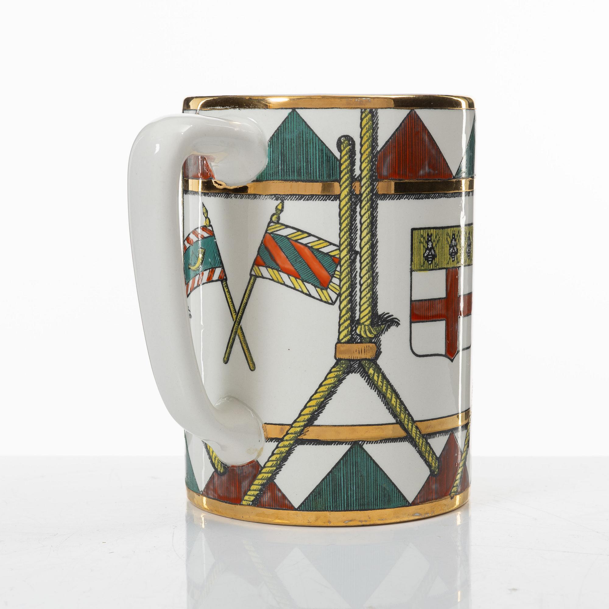 Piero Fornasetti, mug, porcelain, Italy.