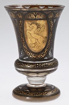 BÄGARE, glas, trol. Böhmen, 1800-talets andra hälft.
