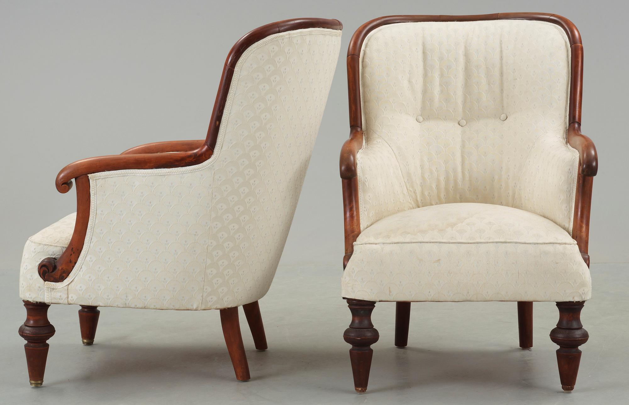 FÅTÖLJER, ett par, 1800-talets slut.