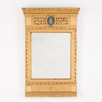 A Swedish late gustavian mirror signed by Olof Wetterberg, ca 1800.