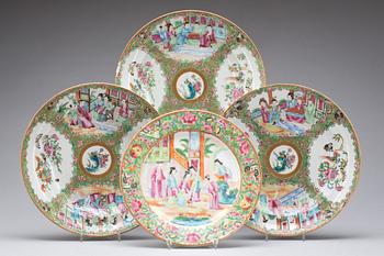 FAT, 3 st och TALLRIK, porslin, Kanton, 1800-tal.