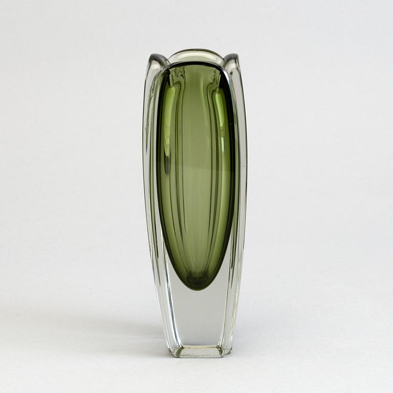 A Kaj Franck glass vase, signed and dated -59, Nuutajärvi, Notsjö.