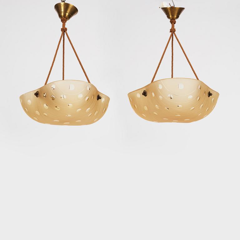 Swedish Modern, a pair of ceiling lamps, 1930s-1940s.