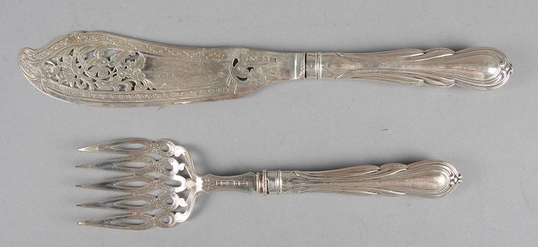 UPPLÄGGNINGSBESTICK, silver, Harrison Bros & Howson, Sheffield 1860-tal. Vikt c:a 270 g.