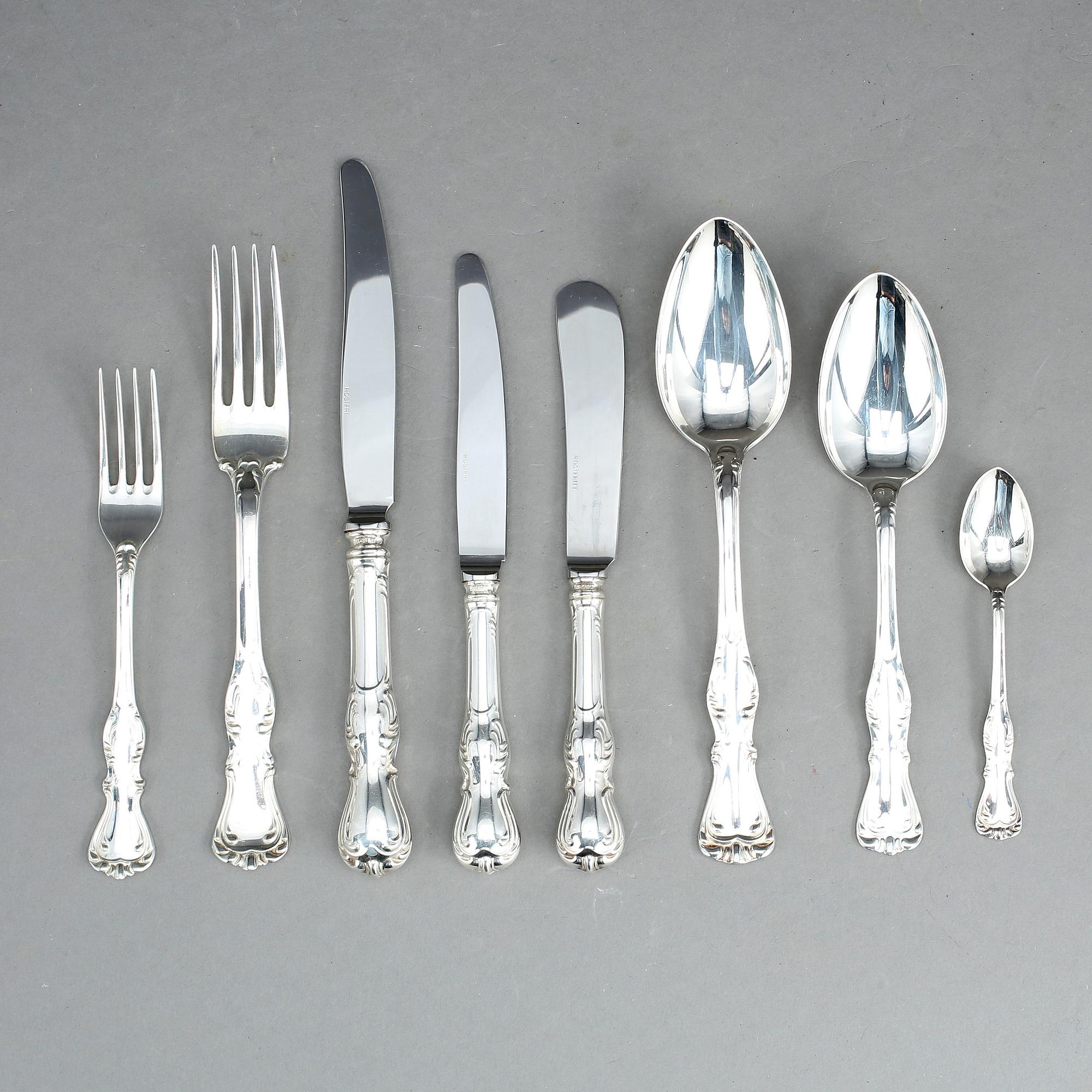 BESTICKSERVIS, 86 delar, silver, modell "Prins Albert", GAB, mest 1970-tal. Tot ca 3780 gram.