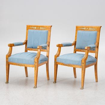 Salon group, 6 pieces, Empire style, around 1900.