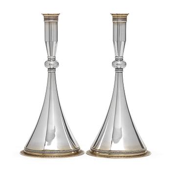 146. A pair of Wiwen Nilsson sterling 'Byzantine' candlesticks, Lund 1956.