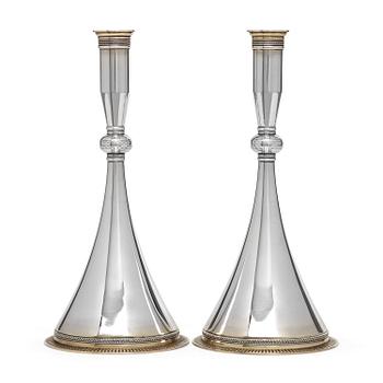 359. Wiwen Nilsson, A pair of Wiwen Nilsson sterling 'Byzantine' candlesticks, Lund 1956.