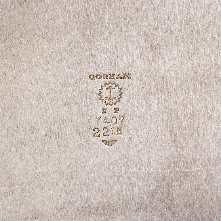 Kaffe- och teservis, 5 delar, silver, på försilvrad bricka, USA, sannolikt 1930-tal.