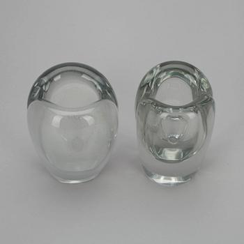 VASER, 2 st, glas, signerade K. Franck Nuutajärvi Notsjö -57 resp. 58.