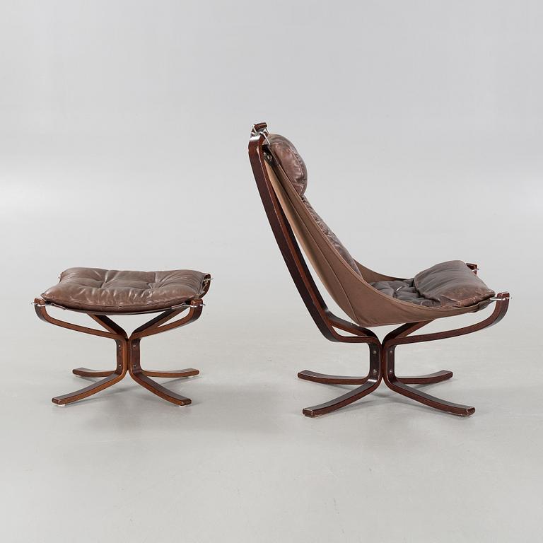 A "Falcon" armchair and foot stool by Sigurd Ressel for Vatne Möbler, Norway,
