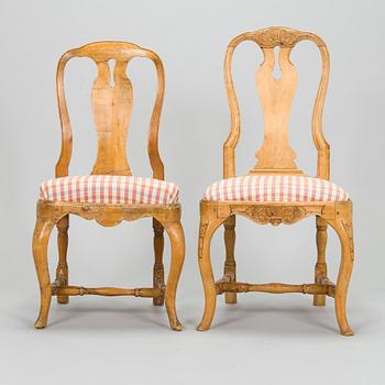 Stolar, snarlika, 8 st, rokoko, 1700-talets mitt.