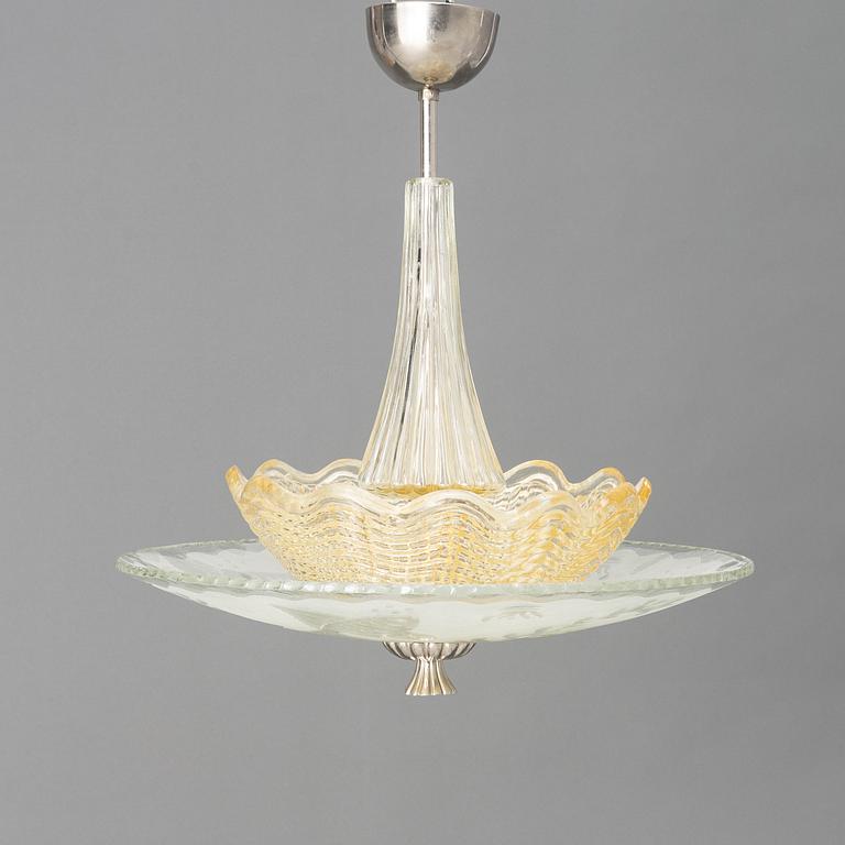 A ceiling lamp, Orrefors, 1940's.