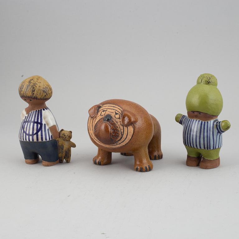 Lisa Larson, figuriner, 3 stycken. Stengods. Gustavsberg.