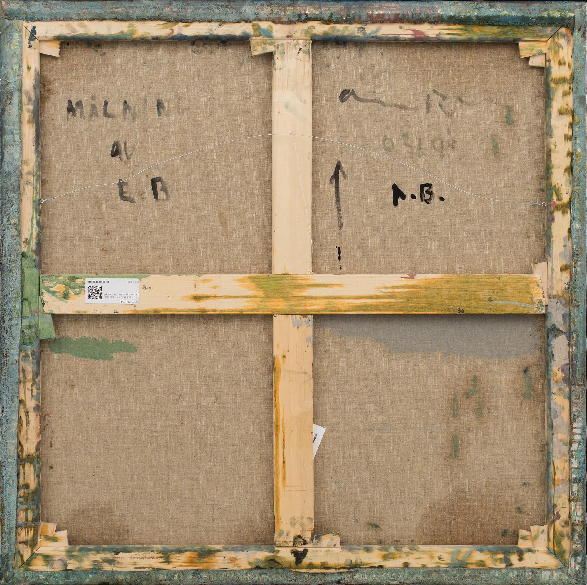 ANDREAS BLOMQUIST, oil on canvas, signed A.B. on verso.