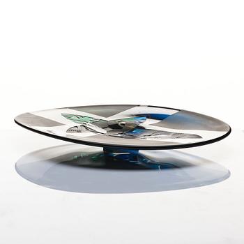 Bertil Vallien, a unique glass dish, Kosta Boda, Sweden.