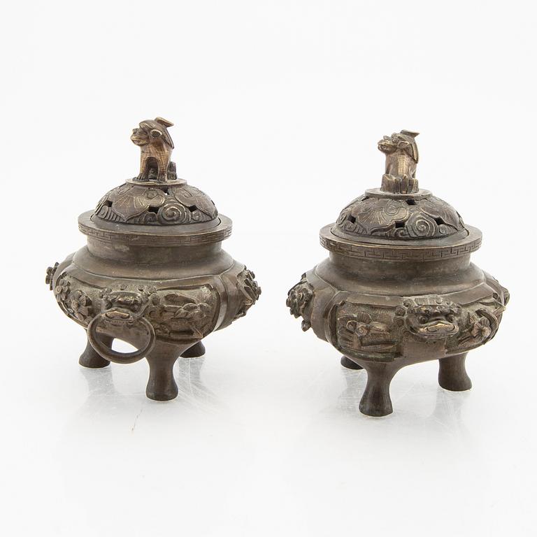 A pair of early 1900s bronze censers.