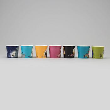 Seven Moomin porcelain mugs, Moomin Characters, Arabia, 21st century.