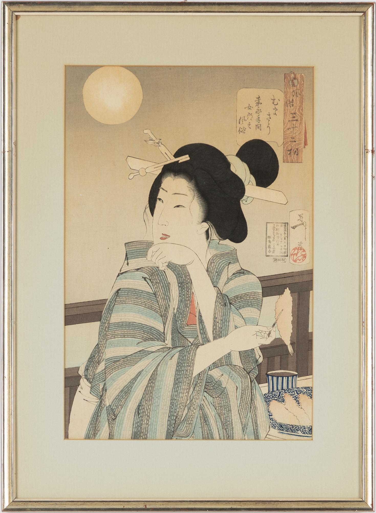 Tsukioka Yoshitoshi, Skönhet ur serien Fuzoku sanjuniso (32 Aspects of Customs and Manners of Women).
