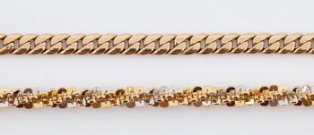 ARMBAND, 2 st, 18k guld, total vikt ca 12g.