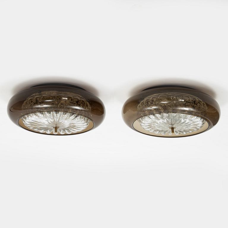 Carl Fagerlund, vägglampor/taklampor, ett par, Orrefors, 1970-tal.