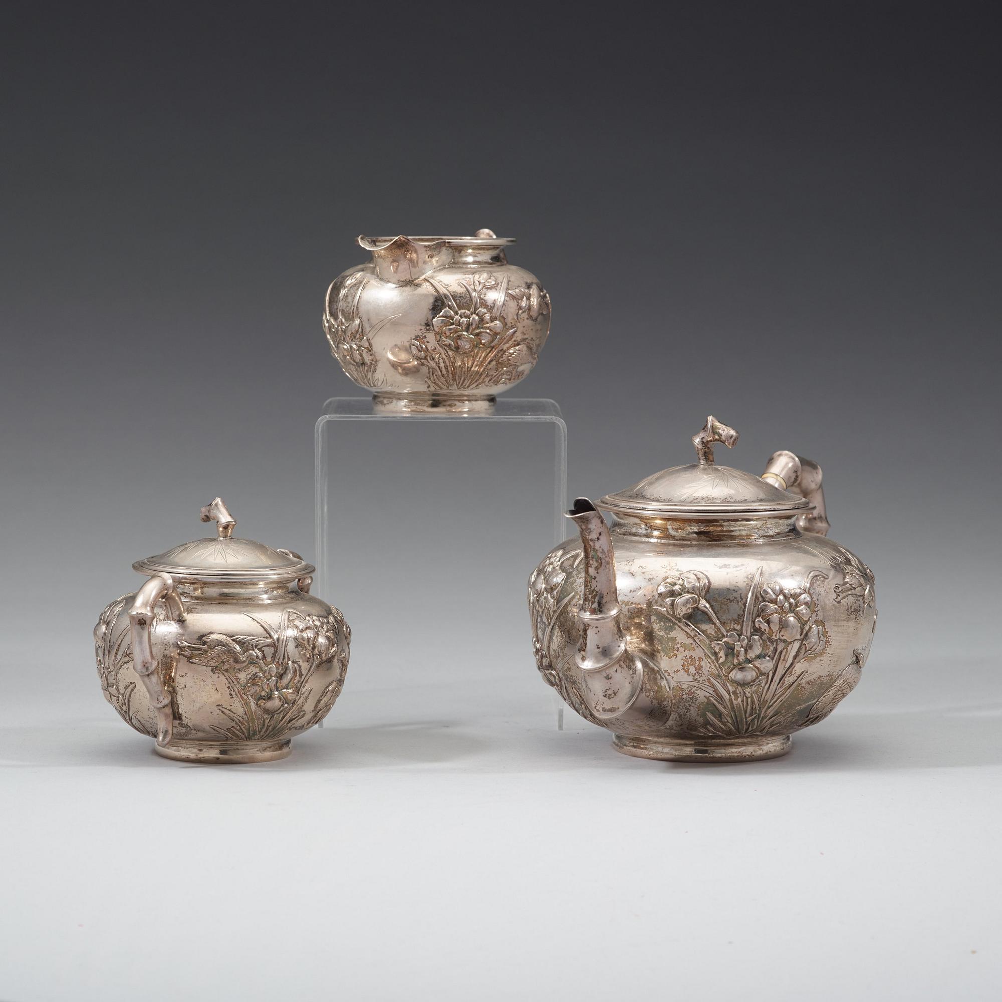 TESERVIS, tre delar, silver. Shanghai, tidigt 1900-tal.