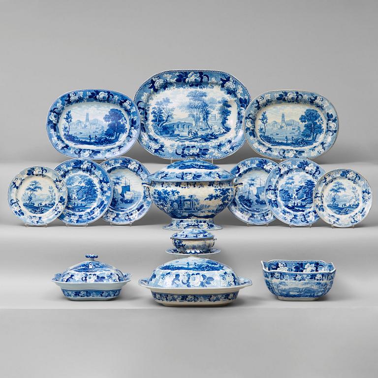 A Swedish Rörstrand creamware dinner servis, circa 1830. (59 pieces).