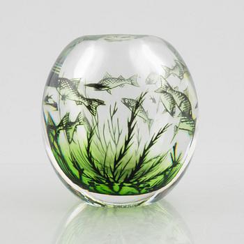 Edward Hald, a graal glass vase, Orrefors, Sweden, signed.