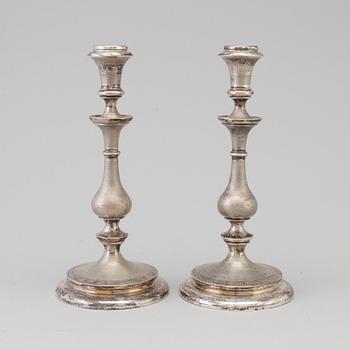 A PAIR OF SILVER CANDLESTICKS, Lars Larson & Co, Stockholm, 1869.