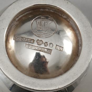 PARTI SILVER, 4 delar, Sverige samt svenska importstämplar, 1800- och 1900-tal, vikt 502 gram.