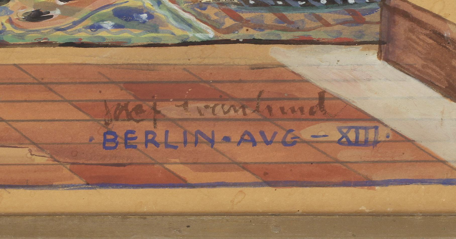 JOSEF SVANLUND, gouache papper. Signerad Berlin Aug XIII.