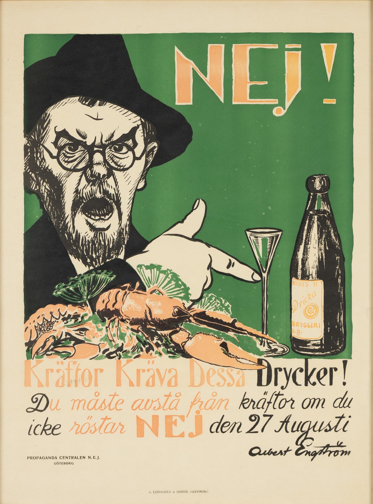 Albert Engström, litografisk affisch, A. Lindgren & Söner, Göteborg.