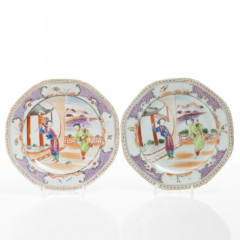 Assietter, 9 st, porslin, Kina, Qianlong (1736-95).