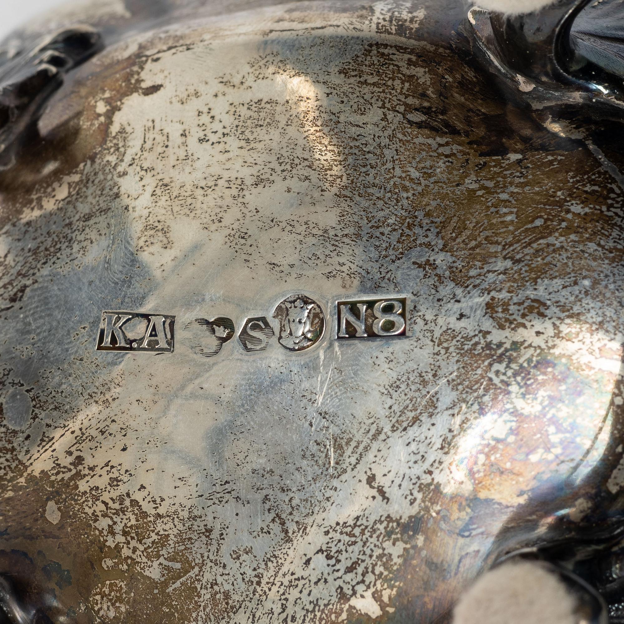 Karl Almgren, a Rococo style silver sugar bowl, Stockholm 1939.