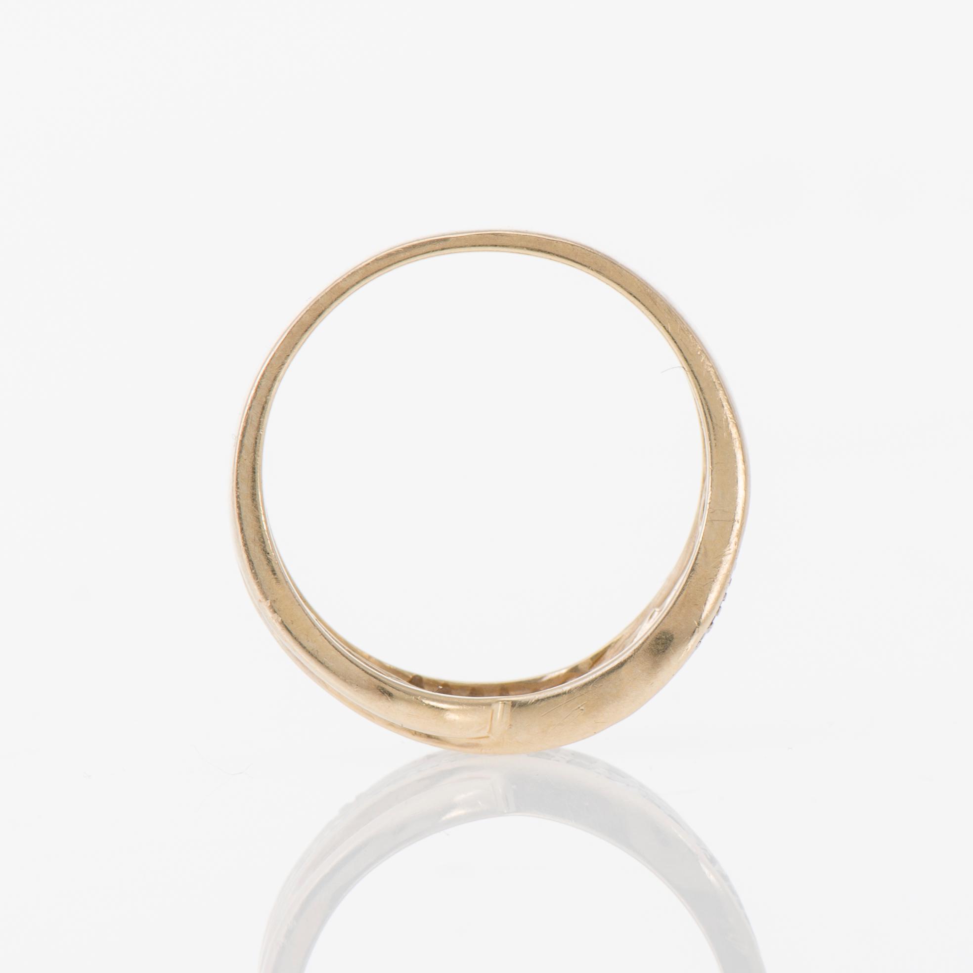 RING, 14K guld, 8/8-slipade diamanter. Vikt ca 3,7 g.