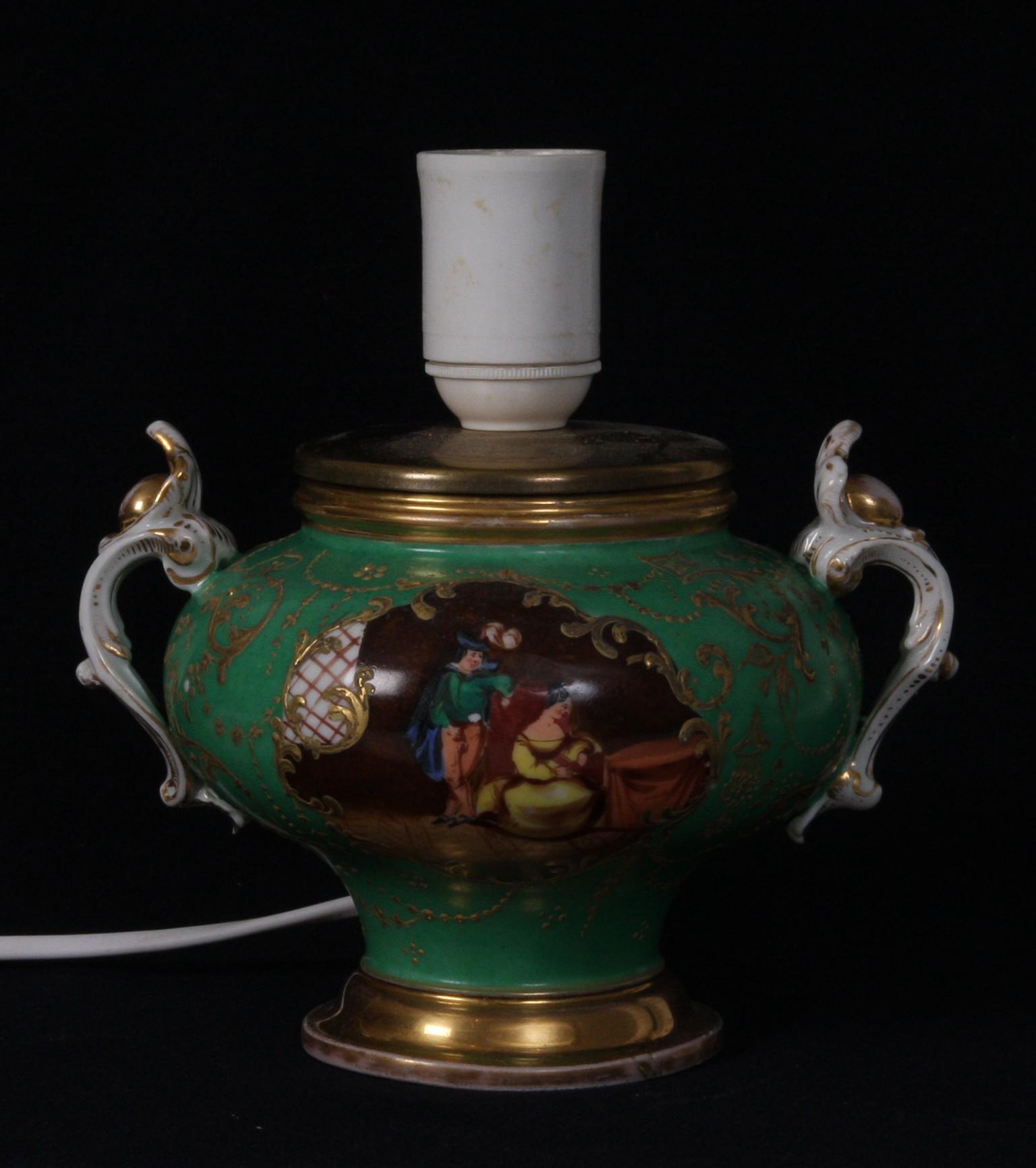 BORDSLAMPA, porslin, senempire, 1800-tal. Märkt JP.