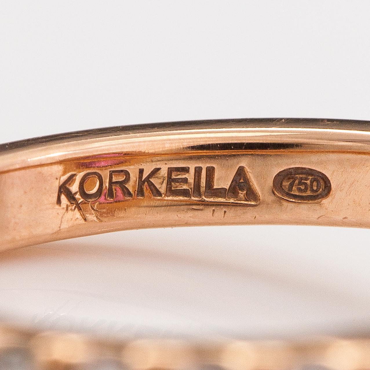 Sormus, 18K rosékultaa, pinkki safiiri n. 2.49 ct ja timantteja n. 0.82 ct yht. Korkelia, Helsinki.