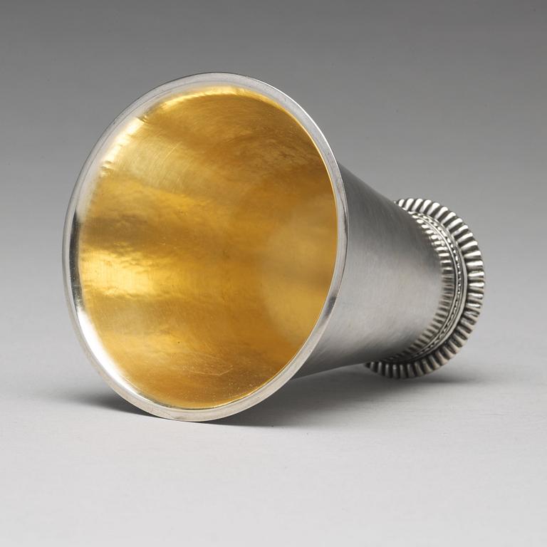 A Swedish 18th century parcel-gilt silver beaker, mark of Lars Castman, Vimmerby 1740's.