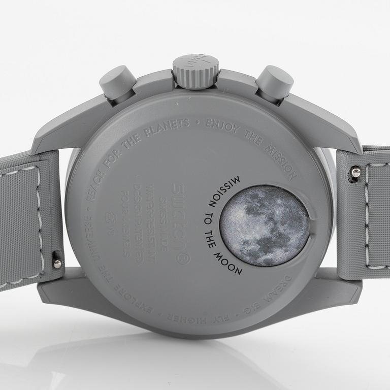 Swatch/Omega, MoonSwatch 1965, "No Reserve", chronograph, wristwatch, 42 mm.