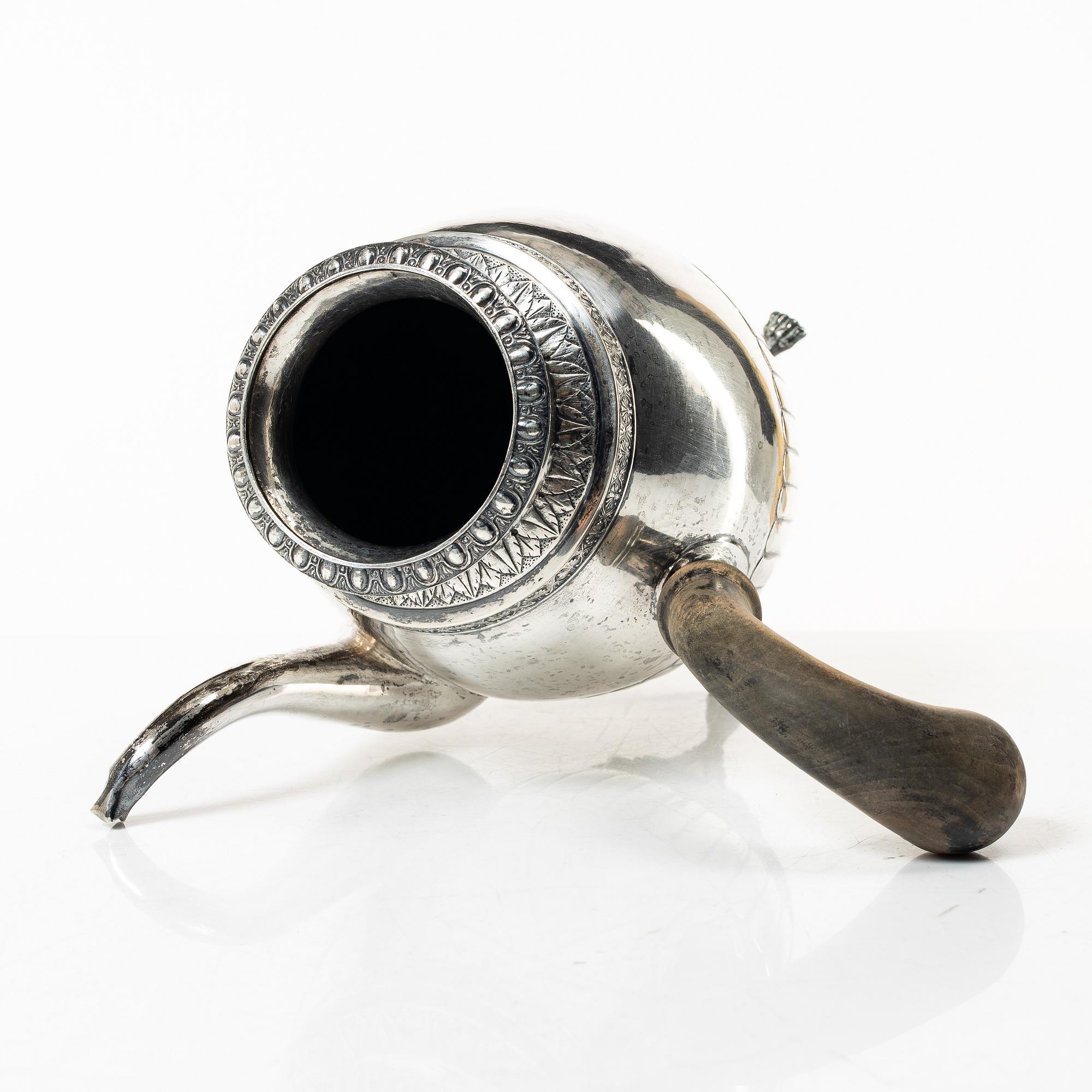 A 19th century Swedish silver coffee pot, marks of A.F.Hellman, Uppsala 1837.