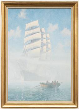 Adolf Bock, Three-masted ship in haze.