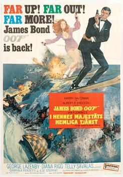 A Swedish Movie poster James Bond "I hennes Majestäts hemliga tjänst"(On her Majesty's secret service) 1969 numbered 321.